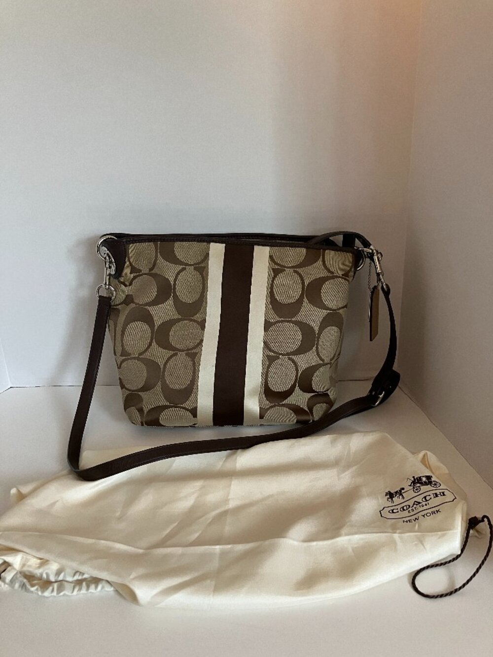 Coach No H1282-10055 Brown & Tan Material Shoulder Bag.